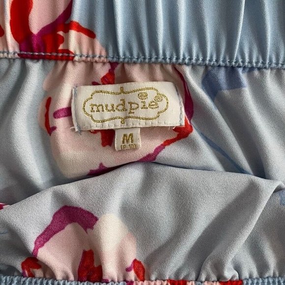 Mud Pie Blouse Women’s Blue Pink Floral 3/4 Bell Sleeve Off The Shoulder medium - Picture 4 of 4